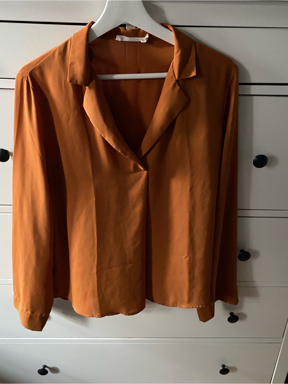 All in Favor Rust Orange Button-Down Blouse